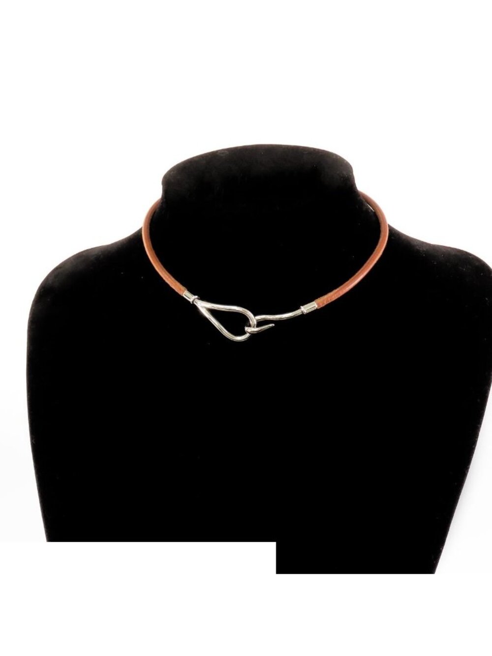 Hermes Jumbo Bracelet Brown Silver Leather Metal Double Tour - Picture 8 of 9